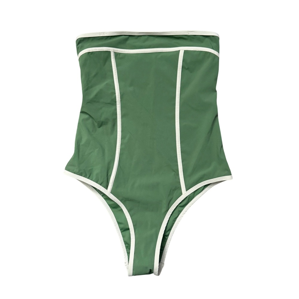 Thrills Strapless One Piece Women 8 Jade Green White Contrast Trim WTH24-816